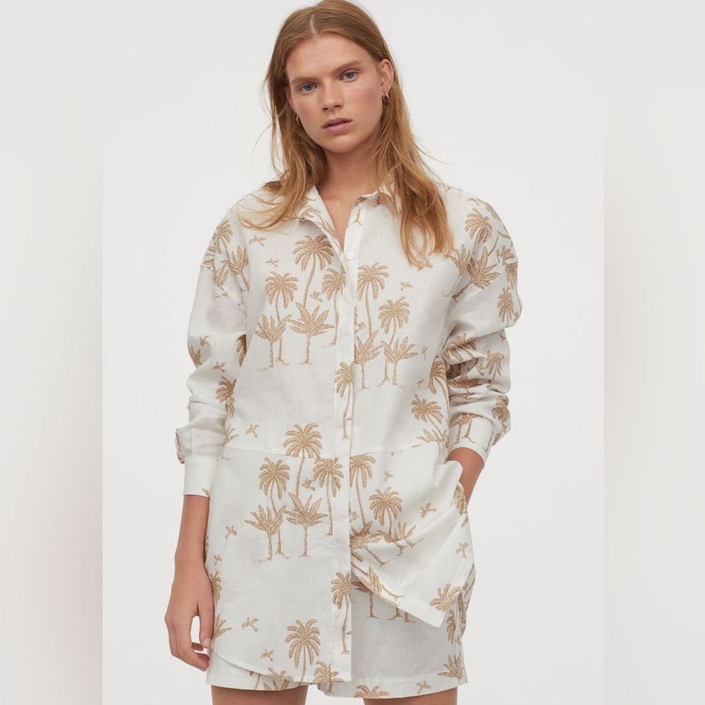 DESMOND & DEMPSEY X H&M Limited Edition Palm Tree Print Tunic Shirt / Coverup
